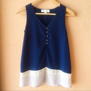 Olive&Oak Colorblock Hem Tank Top with Buttons XS